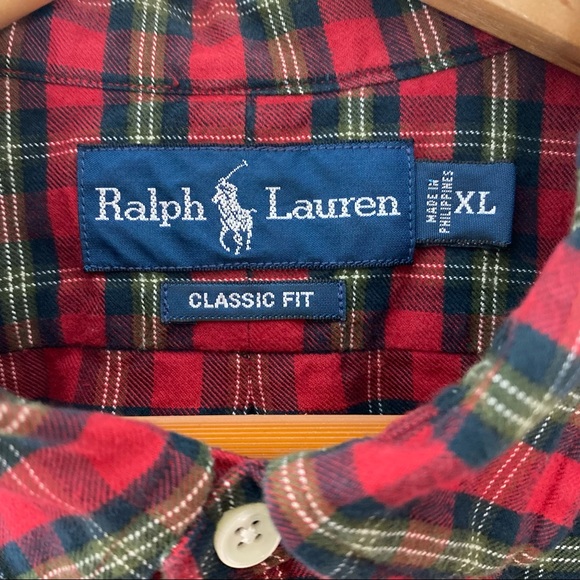 Ralph Lauren Red & Black Plaid Button Up Shirt Men’s Size XL - Picture 6 of 10